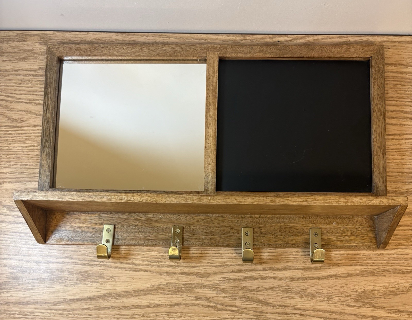 Vintage Hallway Or Kitchen Wall Mirror & Blackboard With Hat/Coat Hooks