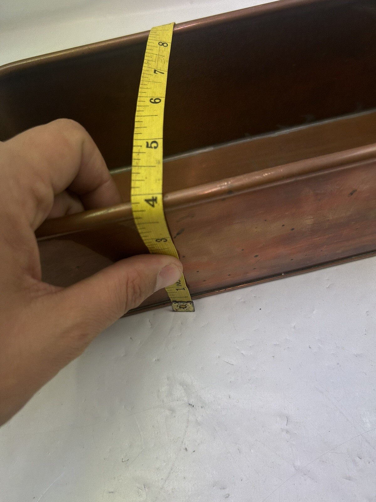 Antique Copper Planter Indoor Window Sill Trough House Plant Pot English Small