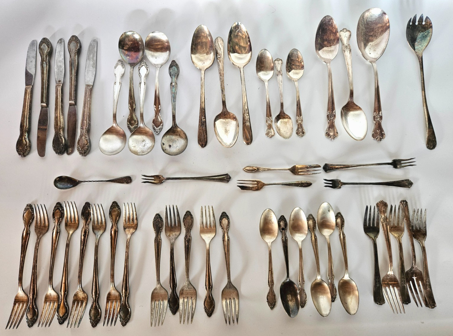 Silver Plated Silverware Mixed Lot Flatware Vintage Antique ~5 lbs , 50 pieces