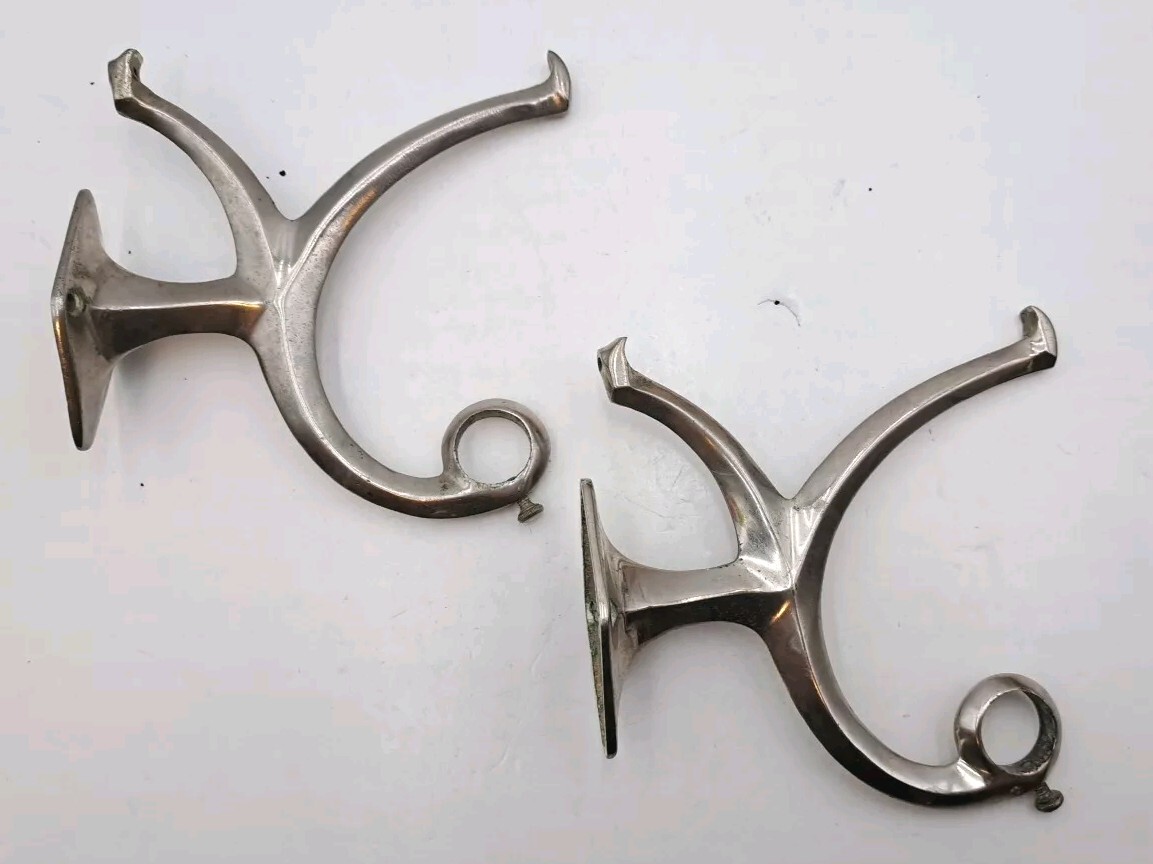 Antique Vintage Bathroom Shelf & Towel Brackets Nickel Plated Art Deco Bathroom