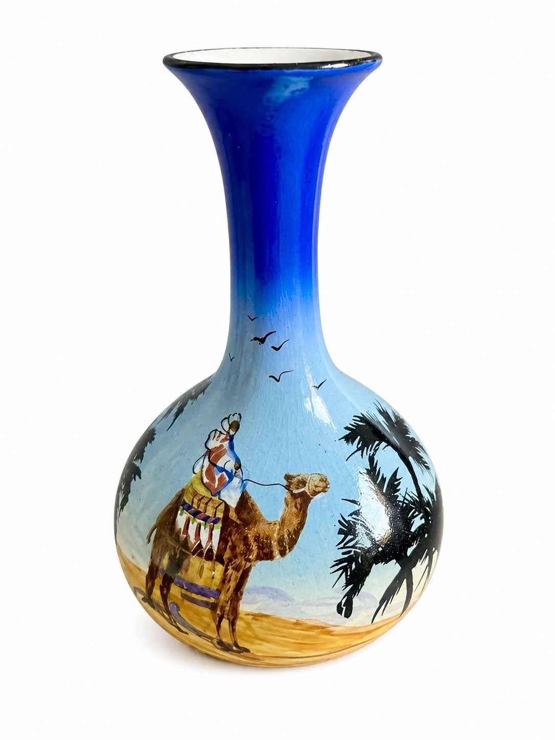 Revival Hand Painted Vase – Kiralpo Ware-England Camel Rider Palm Trees Desert