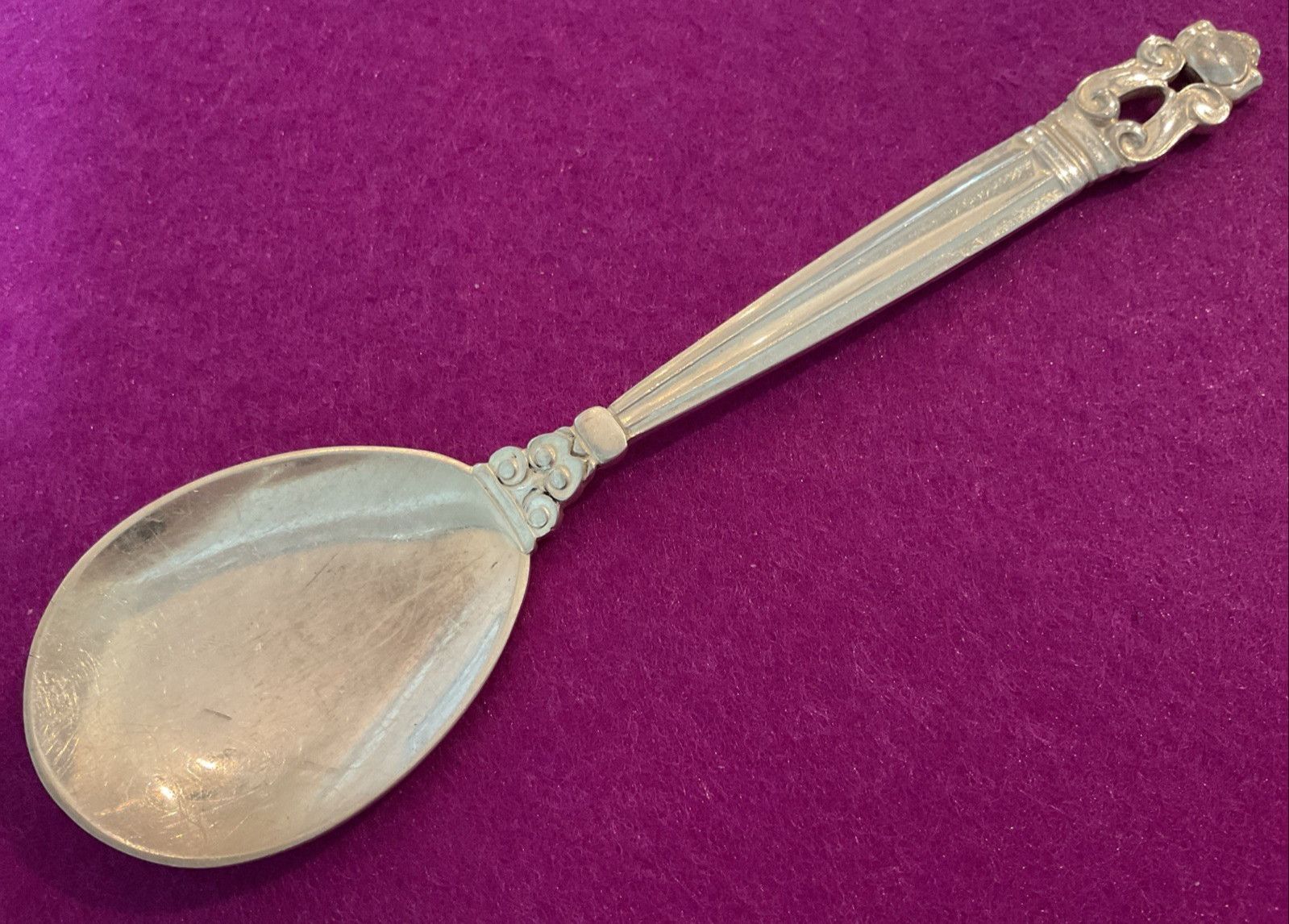Acorn Pattern Georg Jensen 5 3/4″ Sterling Silver Ice Cream Spoon No Mono 31.5g