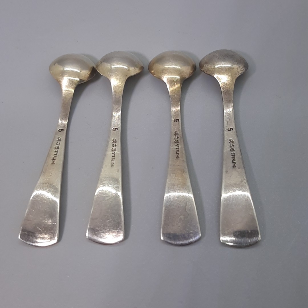 Sterling Salt Spoons Gorham Colonial Set Of 4 Late 1800s Monogrammed