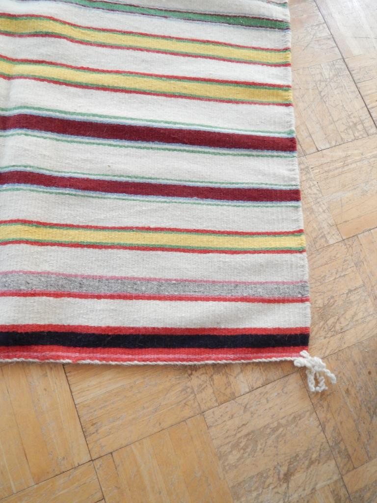 VINTAGE NAVAJO INDIAN DOUBLE SADDLE BLANKET / RUG W/ ORIGINAL TRADING POST TAGE