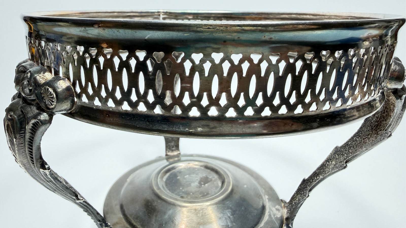 Vintage Silverplate Chafing Dish Warmer Stand Ornate Pierced Filigree Base Only