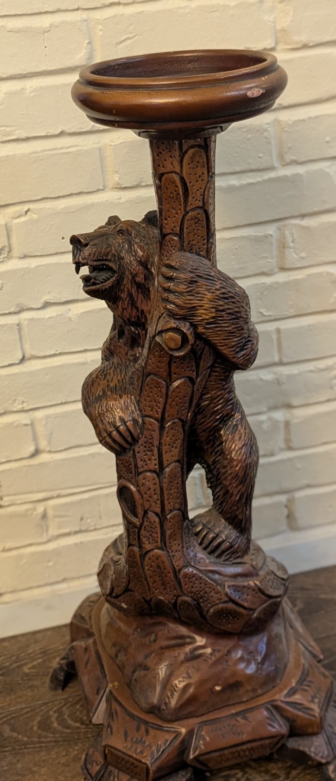 Antique Black Forest Bear Side Table Stand Card Holder 31″ Tall
