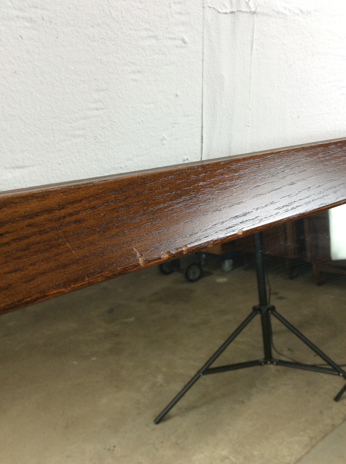 Mid Century Modern Tall Rectangular Wall Mirror with Oak Frame