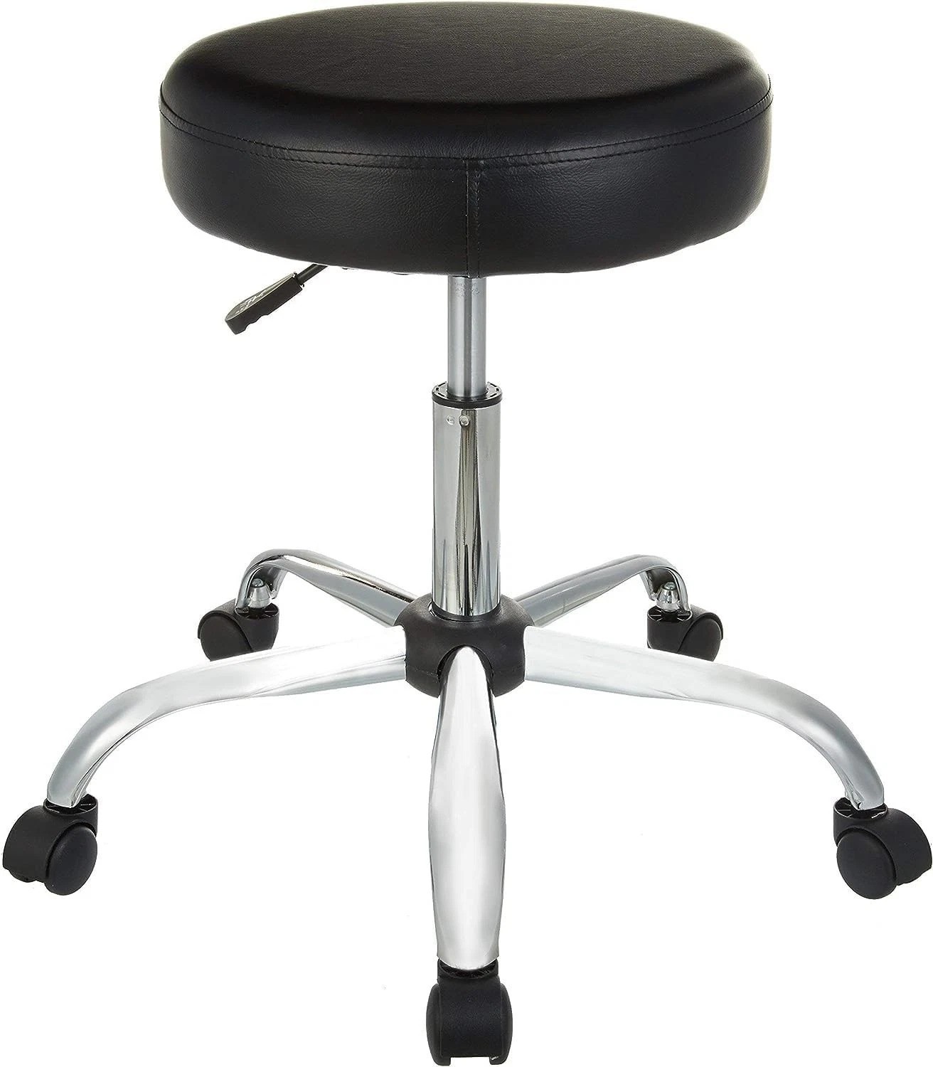Elegant Black Drafting Spa Bar Stool with Wheels – Adjustable Height & Swivel