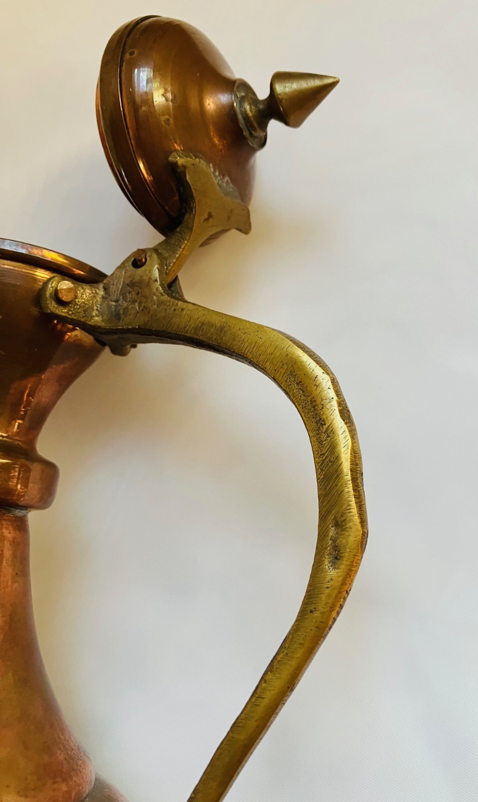 Vintage Islamic Middle Eastern Hand-forged and Engraved Copper Rosewater Ewer
