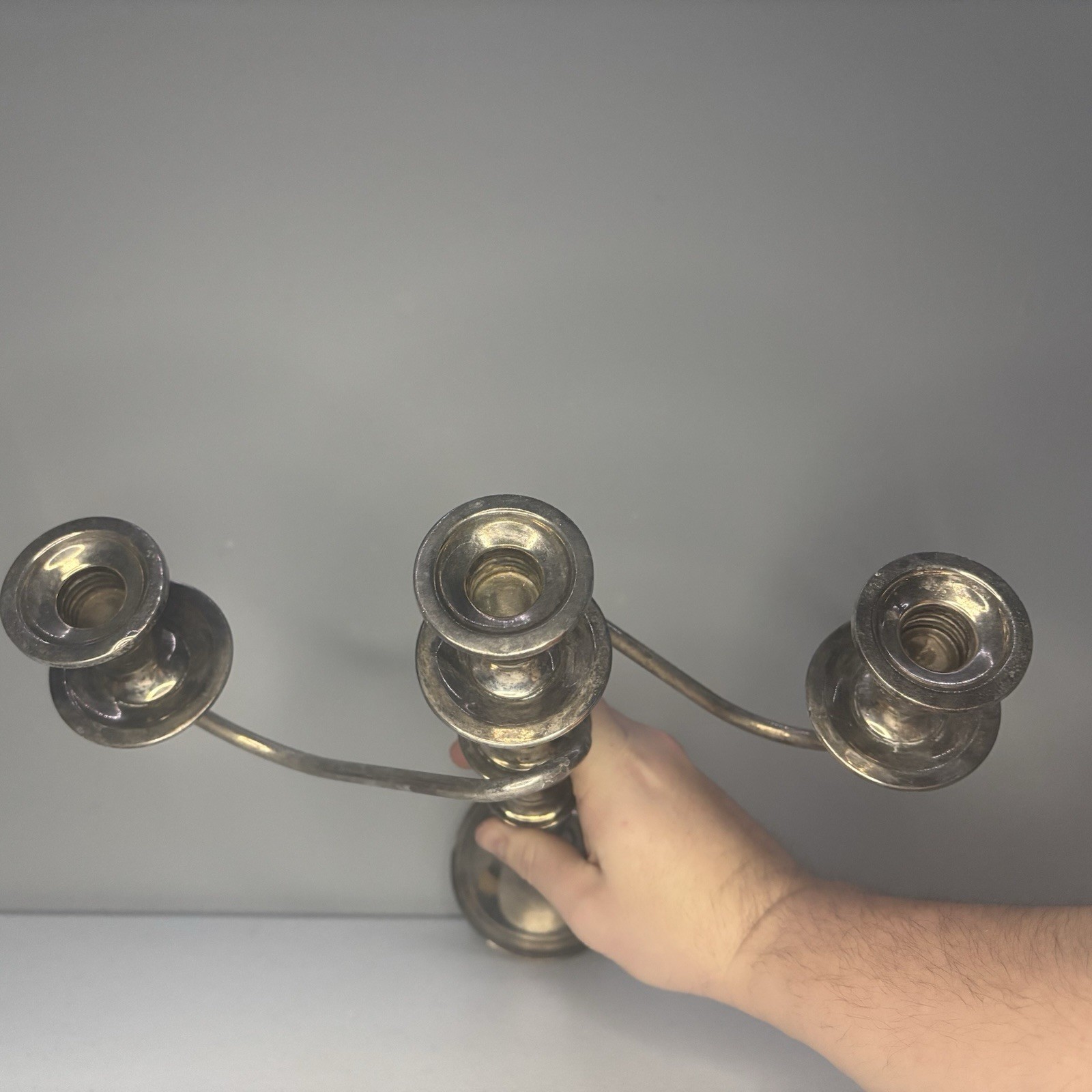 Towle SILVER-PLATED Candelabra Pair 3 Candle Light 735 Weighted & Reinforced
