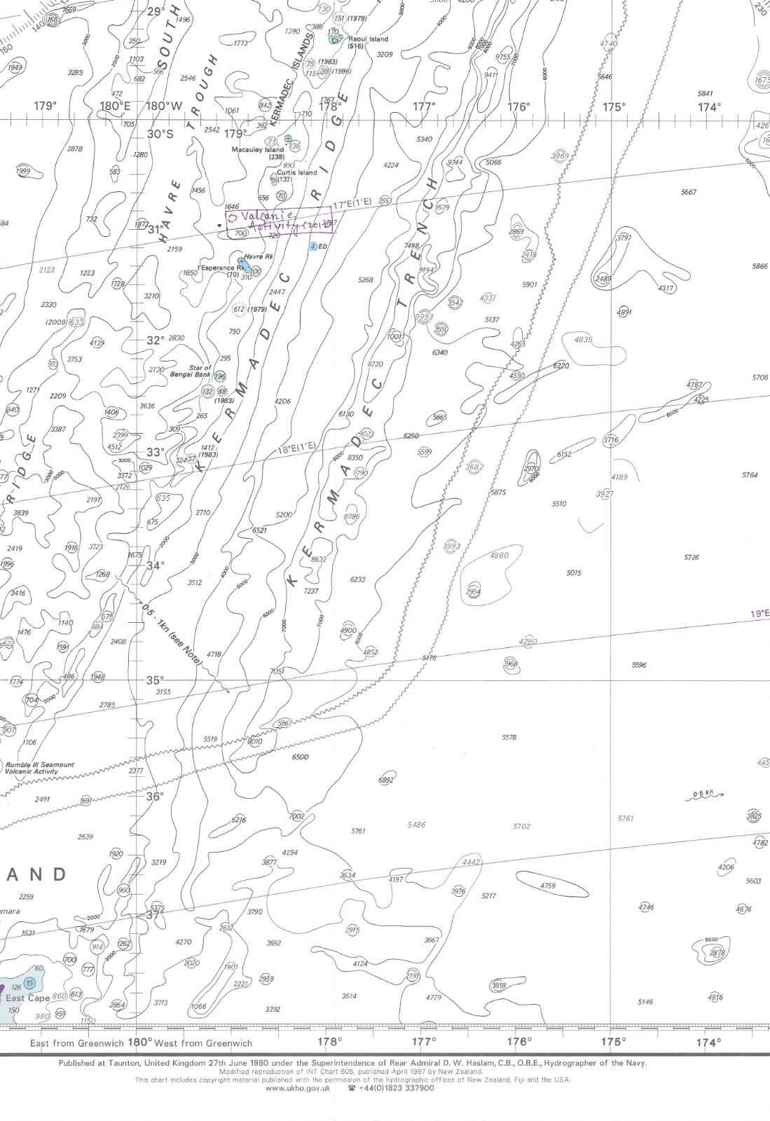 4605 New Zealand Fiji Samoa Islands South Pacific Ocean Chart Maritime Admiralty