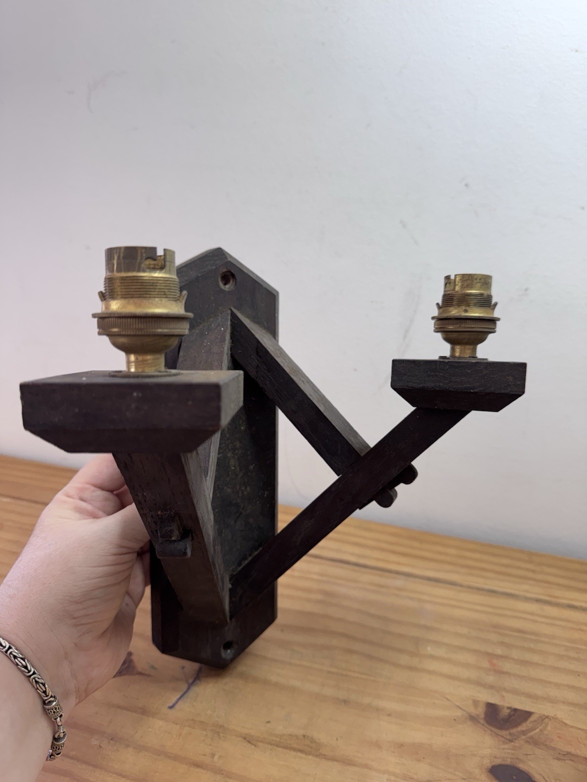 Gothic Castle Double Wall Sconce Electric Wooden X3 Needs Re-wiring. W374