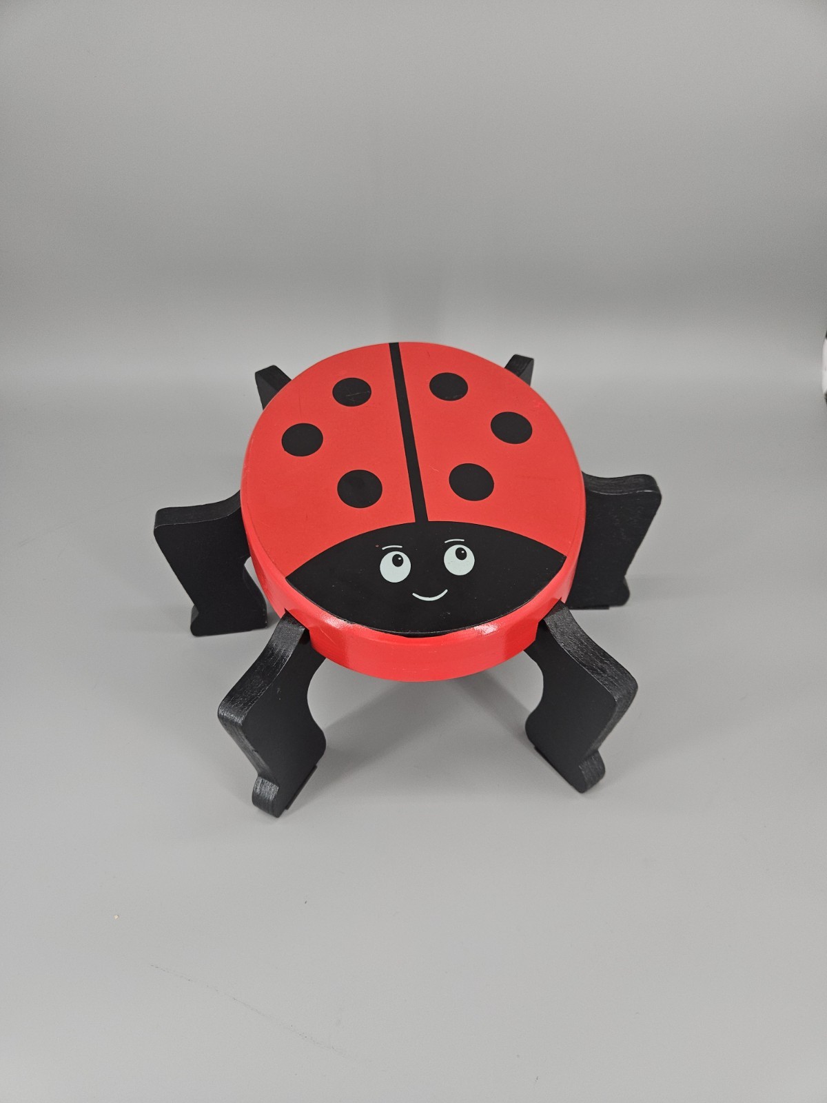Ladybug Vintage Americana Folk Art Step or Footstool Decor 80s 90s Bugs