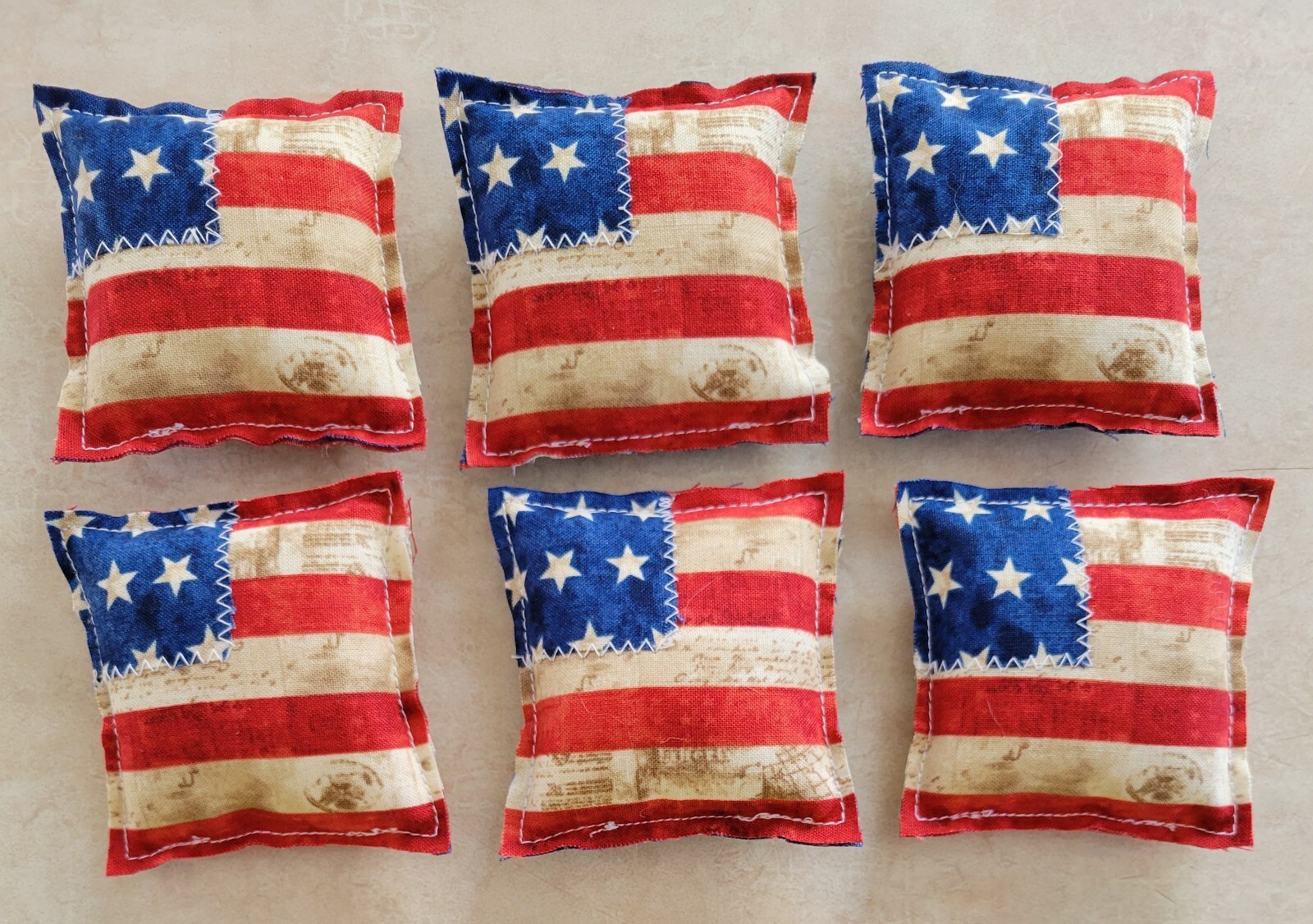 Primitive Bowl Filler Flags Ornies Mini Fabric Pillow Tier Tray Decor 6 pc