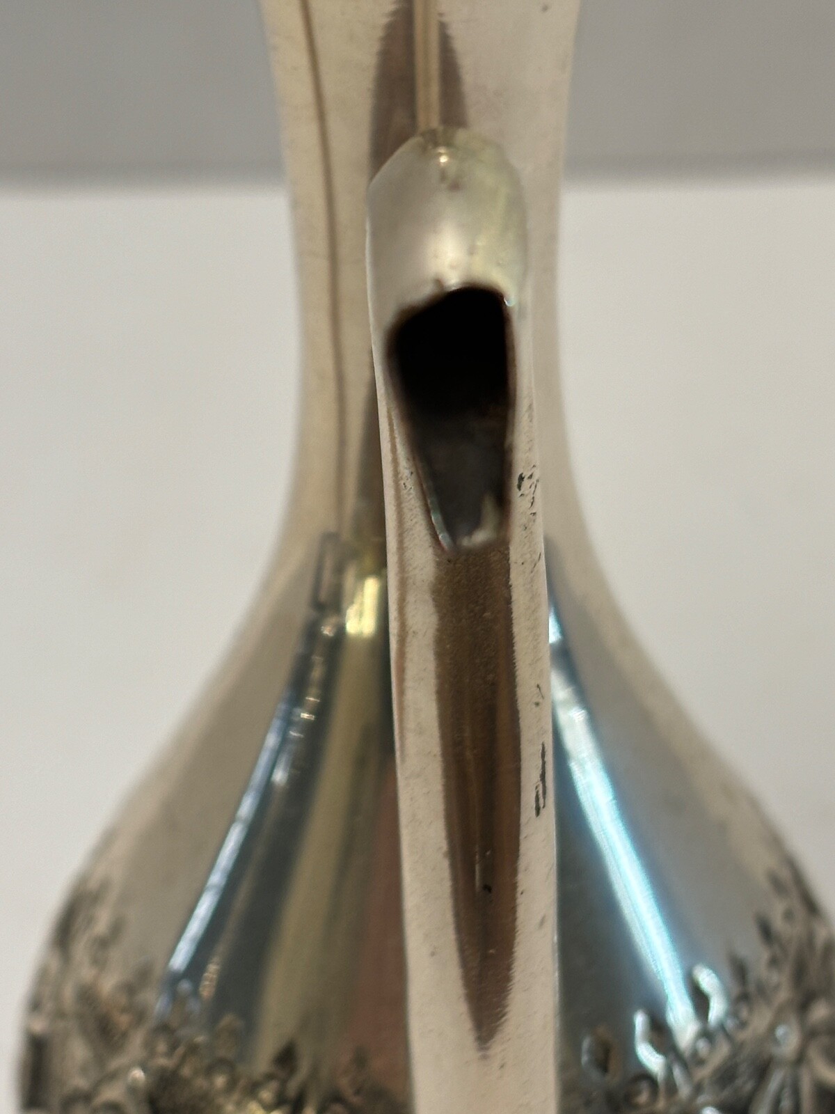 Middle Eastern Style COFFEE POT Silverplate Flower Embossed Band 12oz Vintage