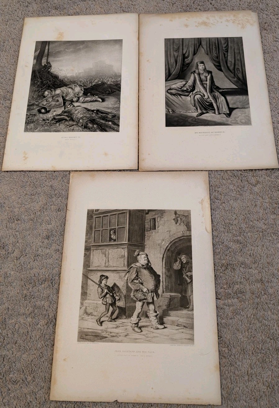 Lot 3 King Henry IV Photogravure Antique 1889 John Falstaff Engraving Theatrical