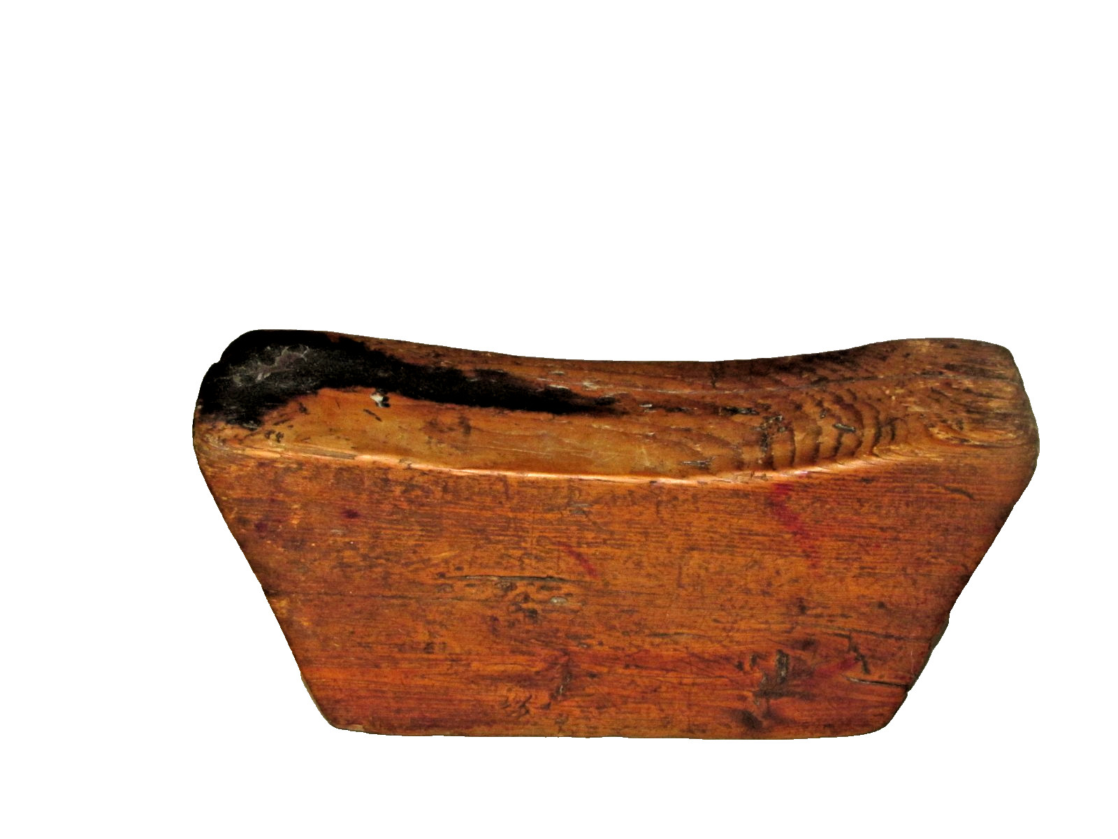 Antique Chinese Wooden Headrest Carved Elm Wood Yumu c. 1850-1899 / 11″ w x 5″ h