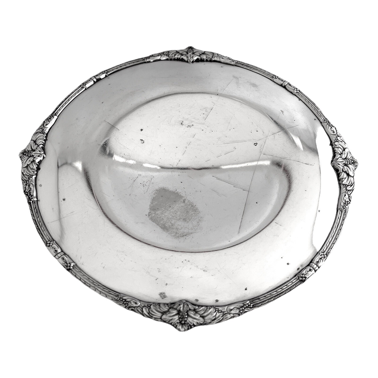 International Marquise Round Serving Tray 11in Silver Plate 009127