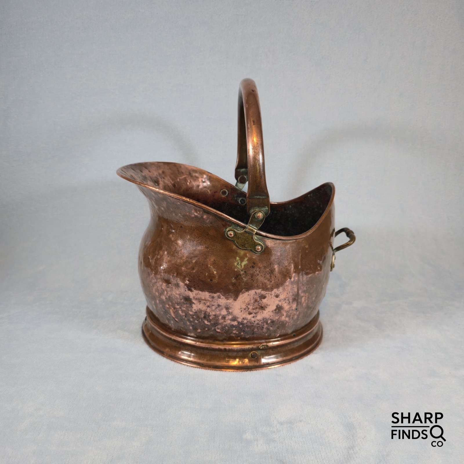 Antique Victorian Copper Coal Scuttle Hod Heavy English Hearth Fireplace Decor