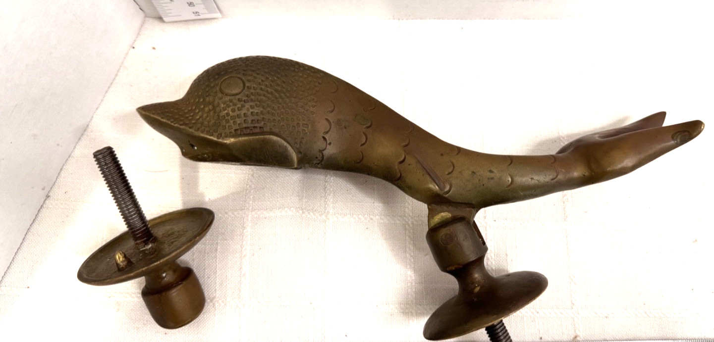 Large Vintage Solid Brass Dolphin Door Knocker F. Abela & Sons Malta