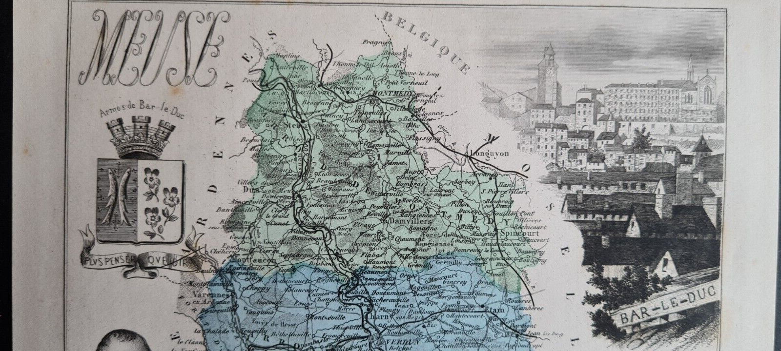 Antique (1882) map – Meuse – Bar-le-Duc – Lorraine – France – Vuillemin