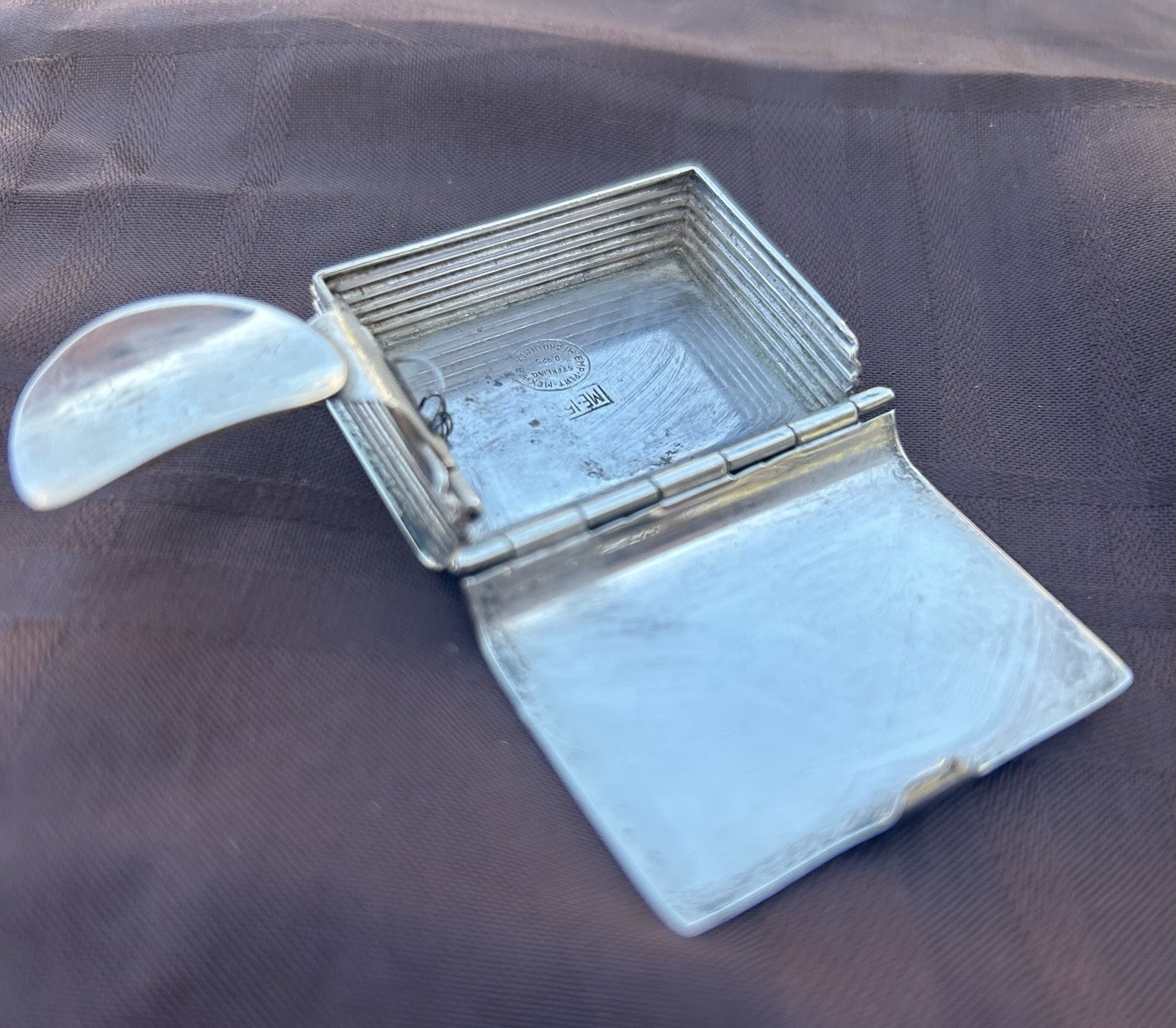 Antique Sterling Silver .925 Travel Ashtray with Lid ExcellentCondition Rare