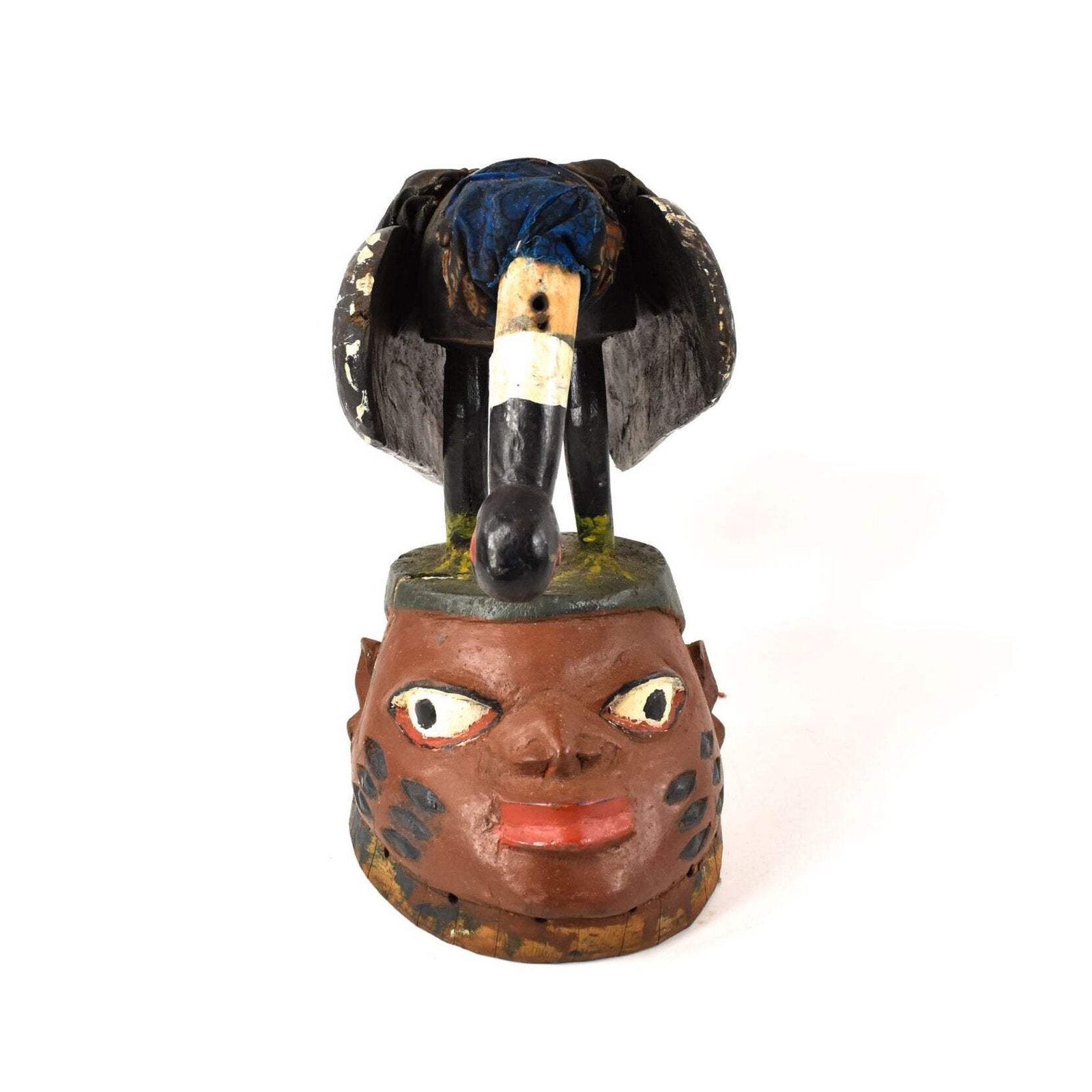Yoruba Gelede Hunting Mask with Figures and Bird Nigeria