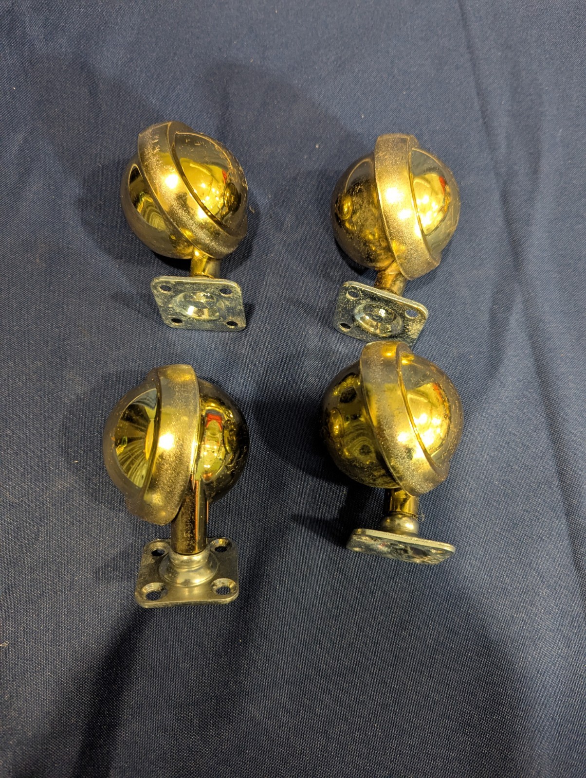 Vintage MCM Set of 4 Brass Shepherds Ball Satellite 2.5″ Swivel Casters Wheels