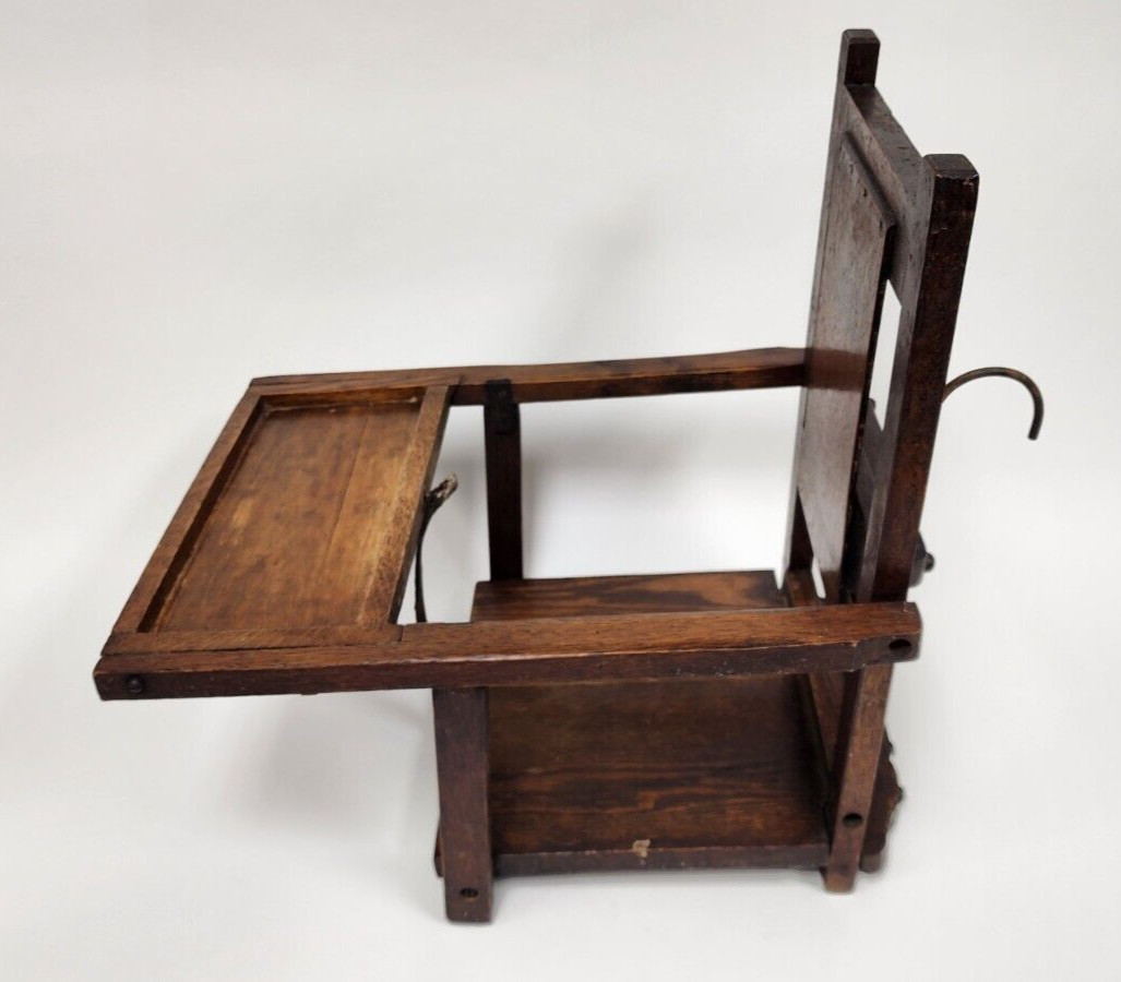 Antique Folding Wood High Chair Childs Oddity Vintage Free Shipping