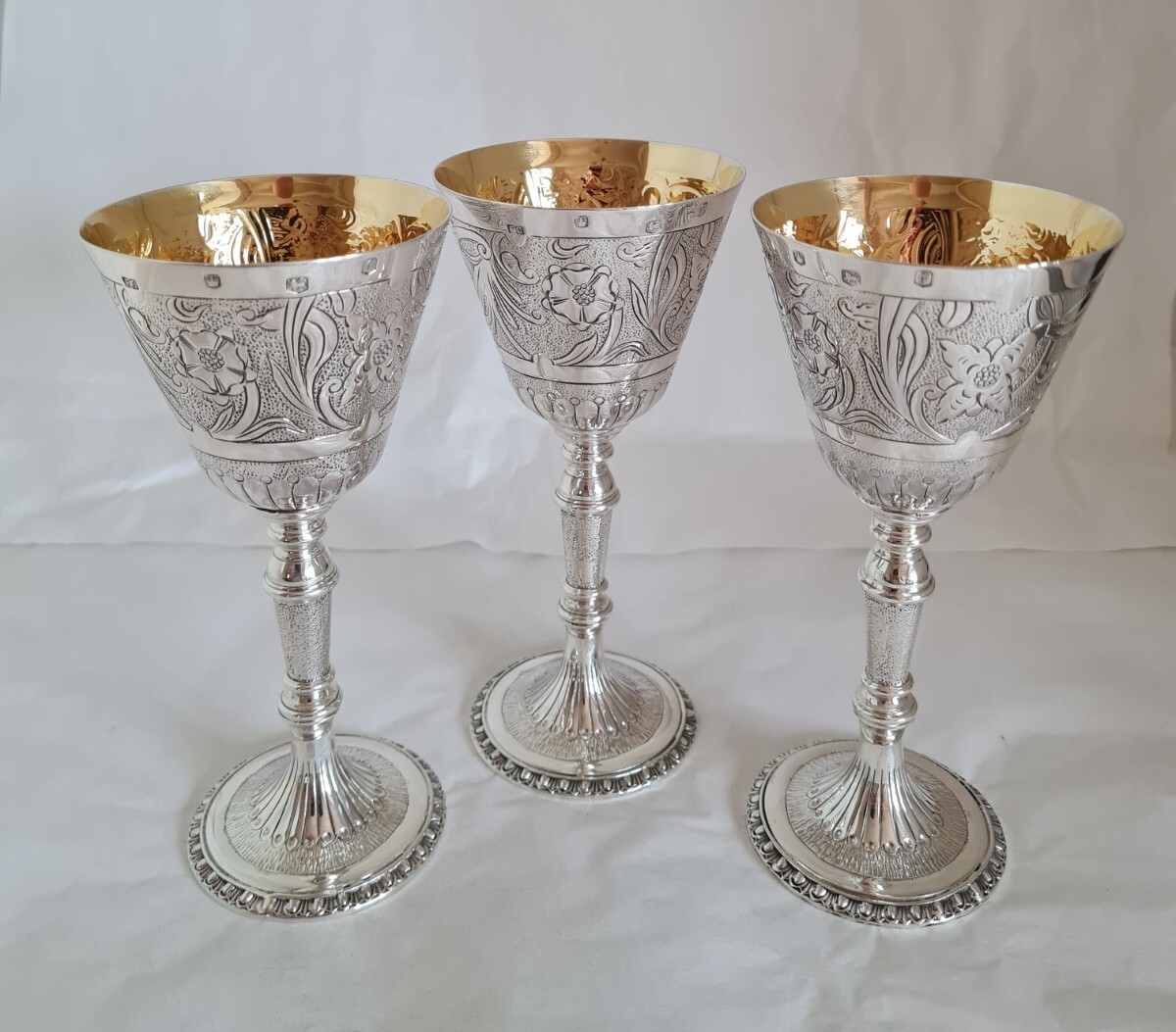 Vintage sterling silver Goblets / Chalices. Sheffield 1974. By Frank Cobb & Co