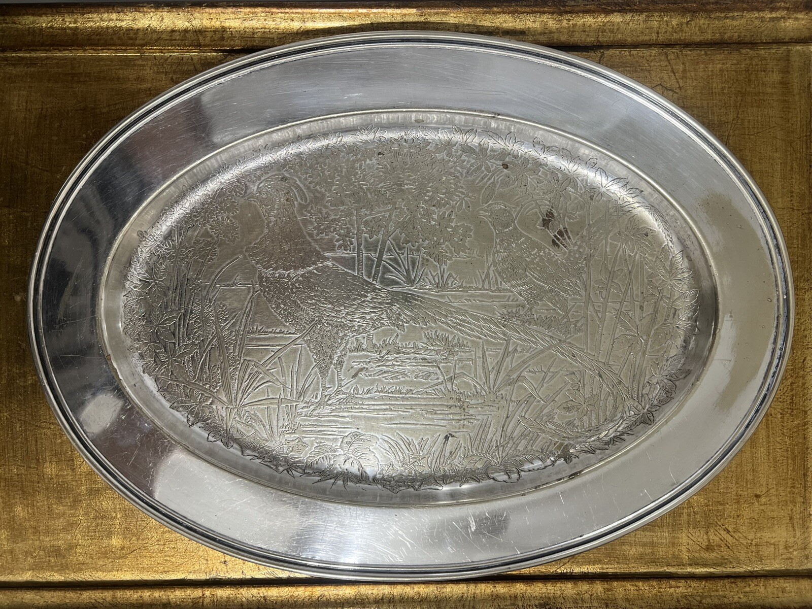 W.B. MF.G Co. Weidlich Brothers Silverplate Platter Tray Pheasant Design