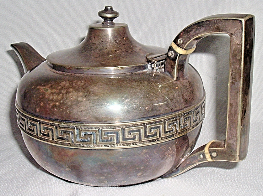 1910 GORHAM MFG. SILVER SOLDERED *LOW Tea/Coffee POT *Neo-Classical GREEK KEY #3