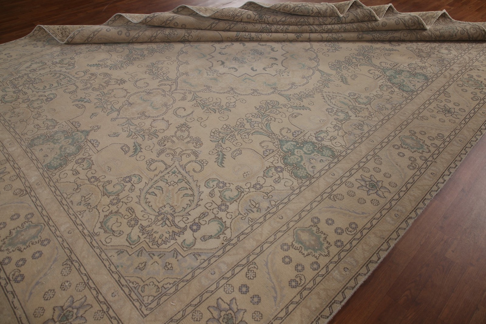 Distressed Traditional Area Rug 10×12 Hand-knotted Wool Vintage for Living Room