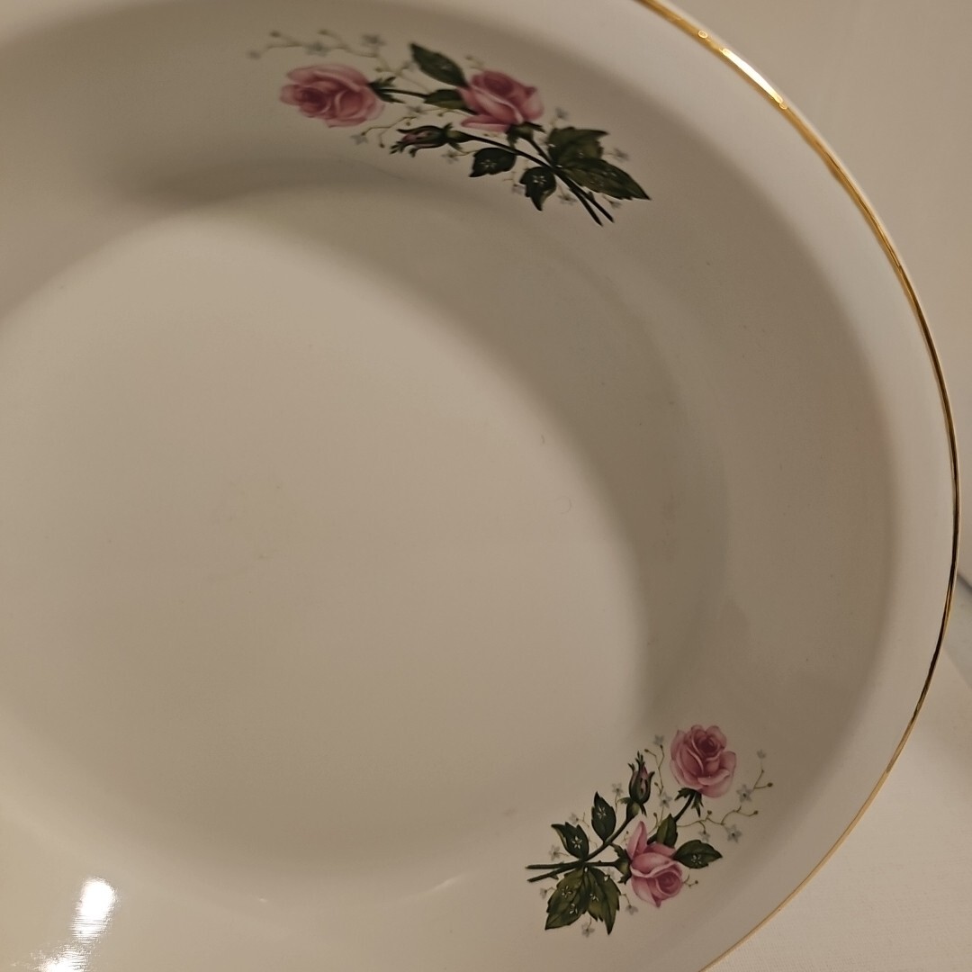 Vintage Superior Hall Quality Dinnerware Pie Serving Plate Roses (Gold Trim) 9.5