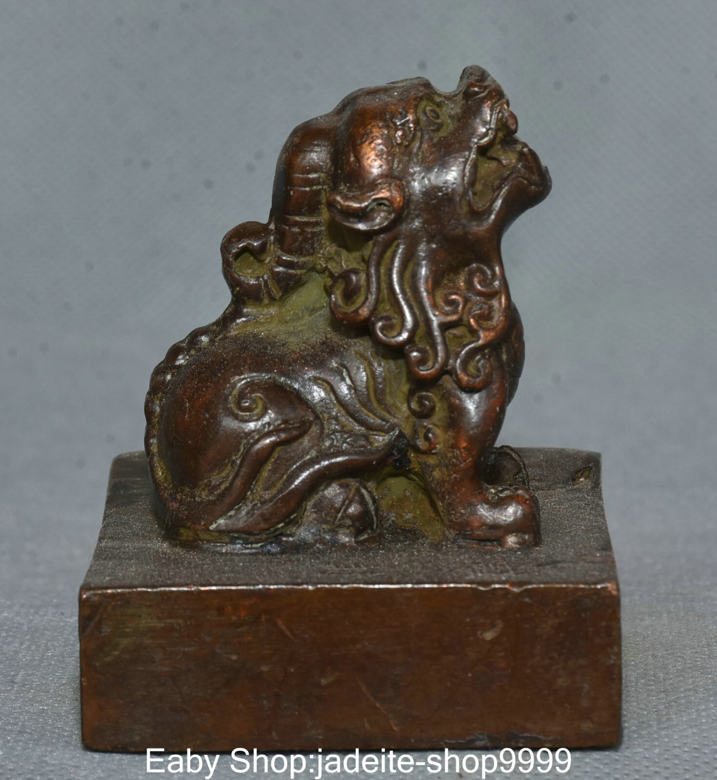 Old China Bronze Dragon Loong Pixiu Brave Troops Beast Animal Seal Stamp Signet