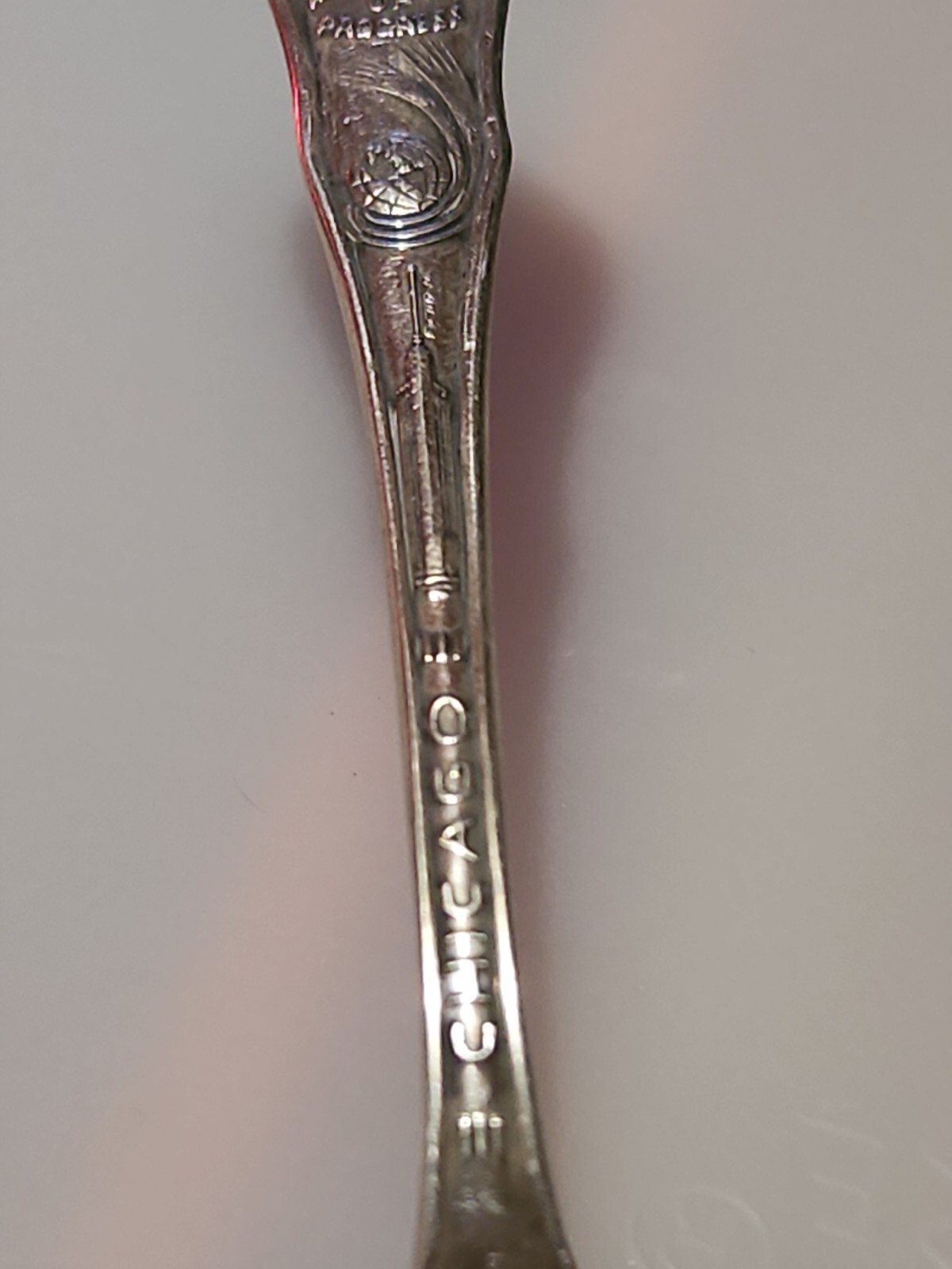 Worlds Fair Souvenir Spoon 30s Chicago A Century Of Progress 1933 fort Dearborn