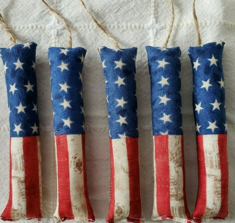 Primitive Bowl Filler Ornies Firecrackers Americana Decor New 5 pc set