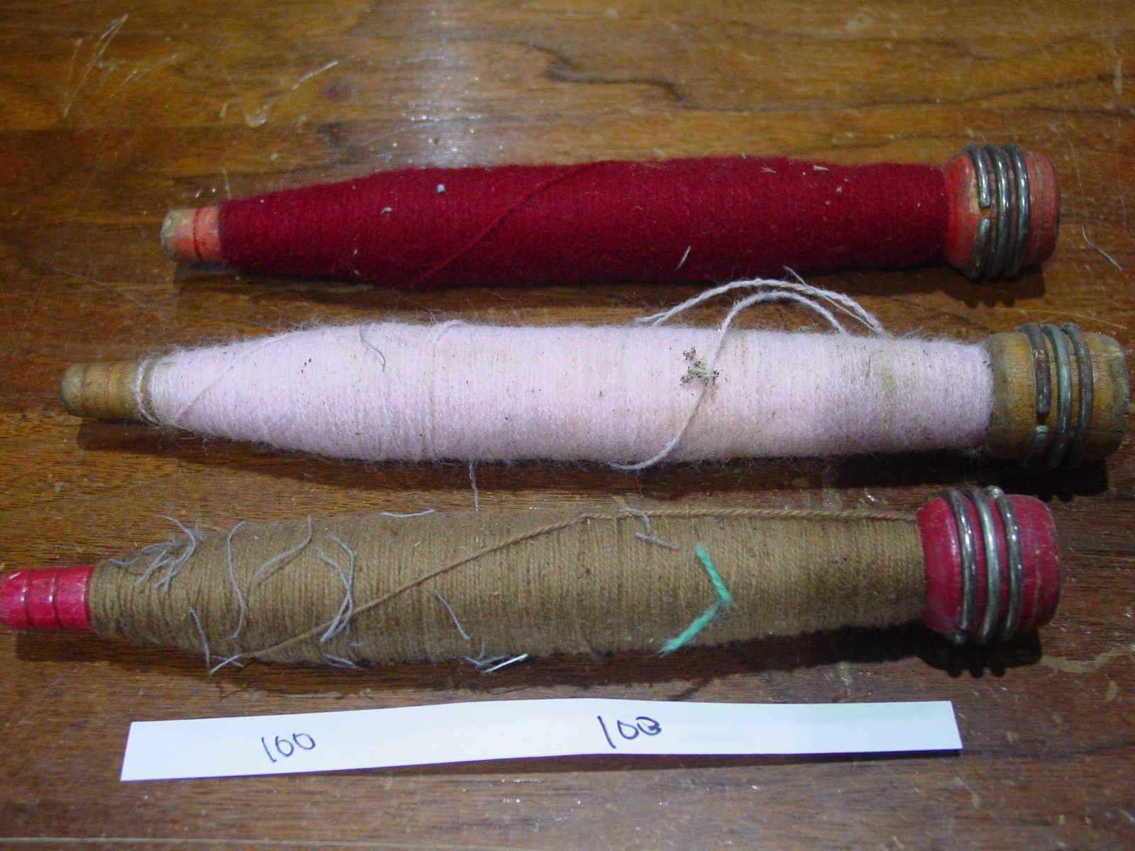 Lot Of 3 Vintage Wooden Bobbin Loom Yarn Spinning Weaving Spool 100