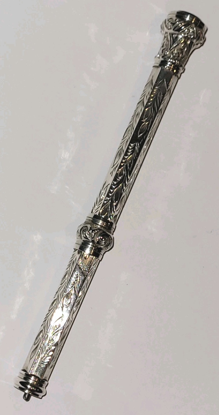 Victorian V.S. 13.5g Sterling Silver Propelling Pencil AMETHYST STONE