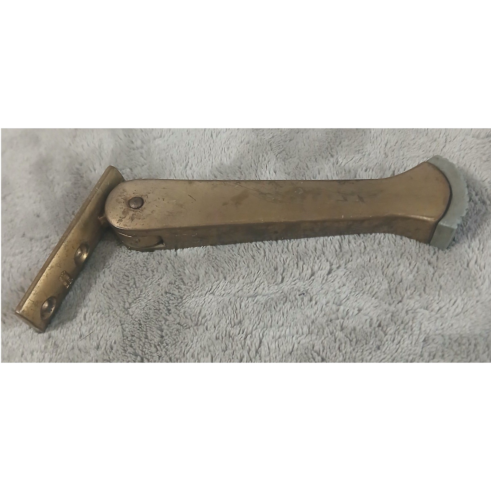Vintage Stanley Brass Kickdown Door Stop Made in USA Heavy Duty 5 Inch Holder