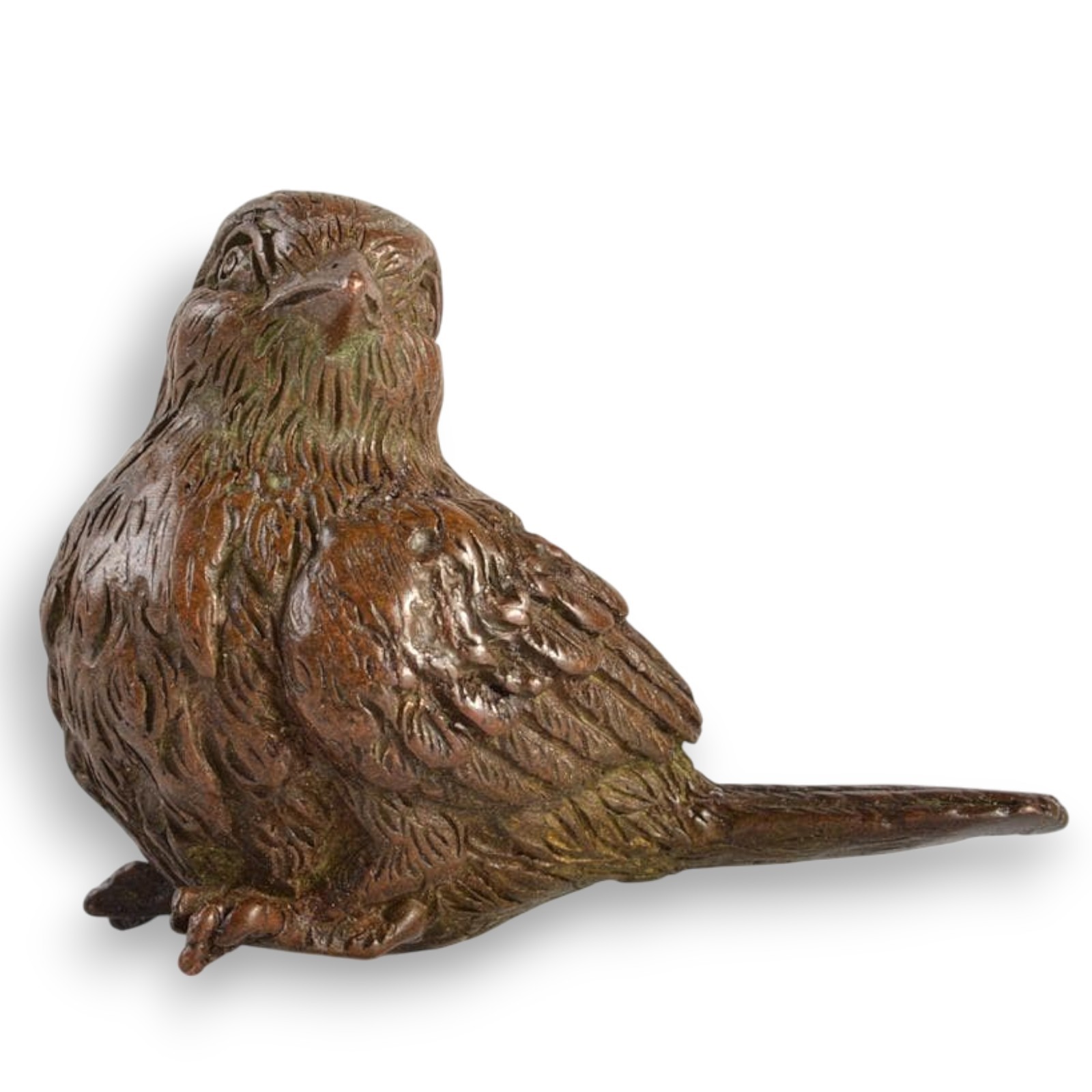 Sparrow Bird Japanese Vintage Bronze Statue Metal Animal Figurine 2.1 inch
