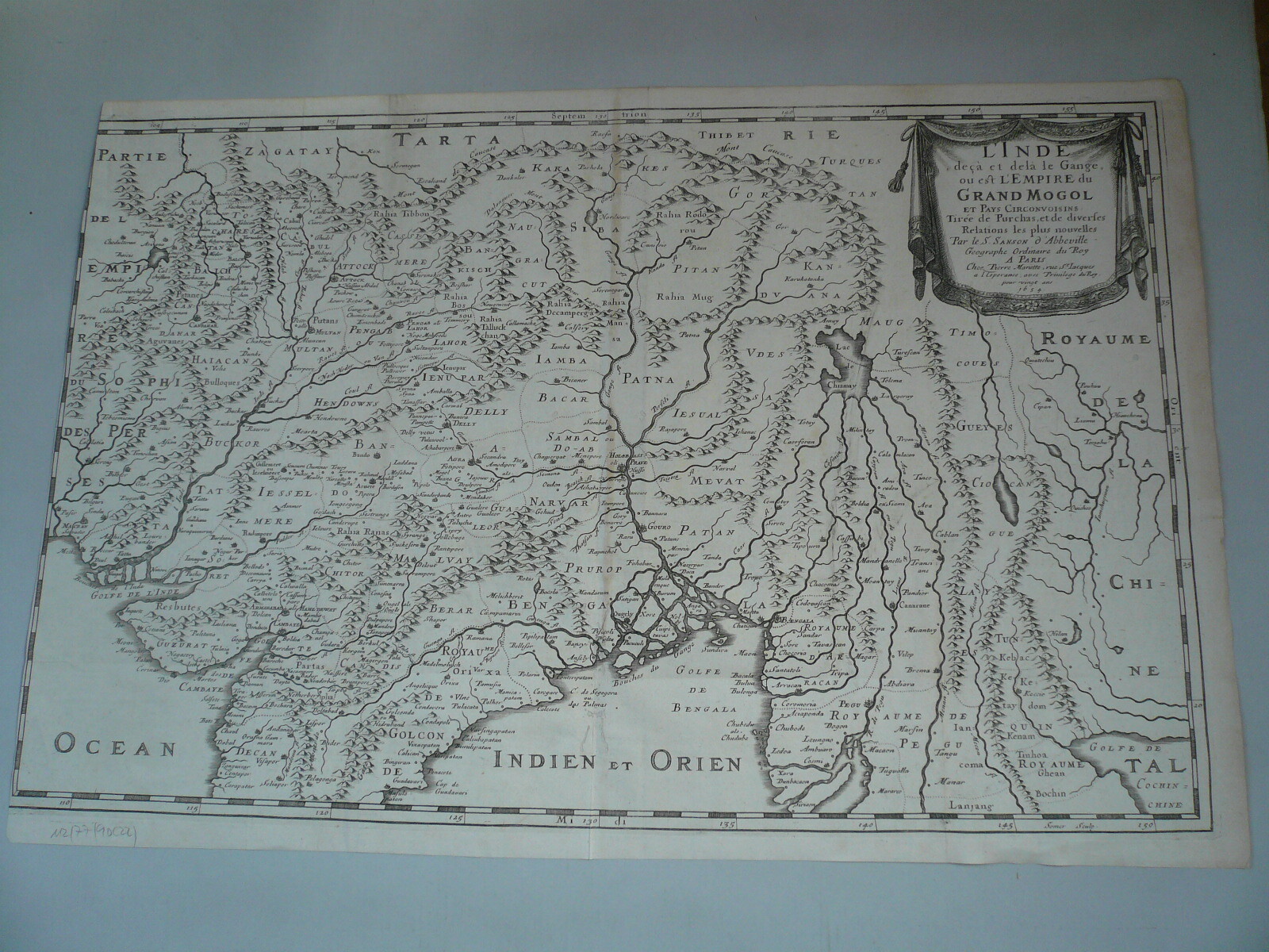 L`Inde/Empird du Grand Mogol, map, Sanson, anno 1654 Copperengraving, ORIGINAL