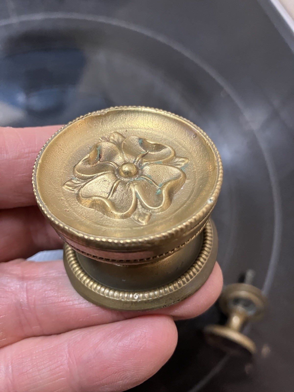 RARE 18/19th Century FLORAL Federal Period Original Gilded Pull! Spectacular!