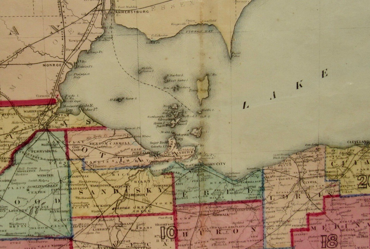 OHIO EVERTS HISTORICAL ATLAS 1866 HAND COLORED MAP 23 B7 27 INCHES