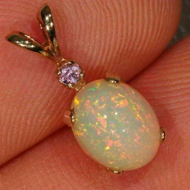 2Ct Oval Cut Lab Created Fire Opal Pretty Women Pendant 14K Yellow Gold Plated
