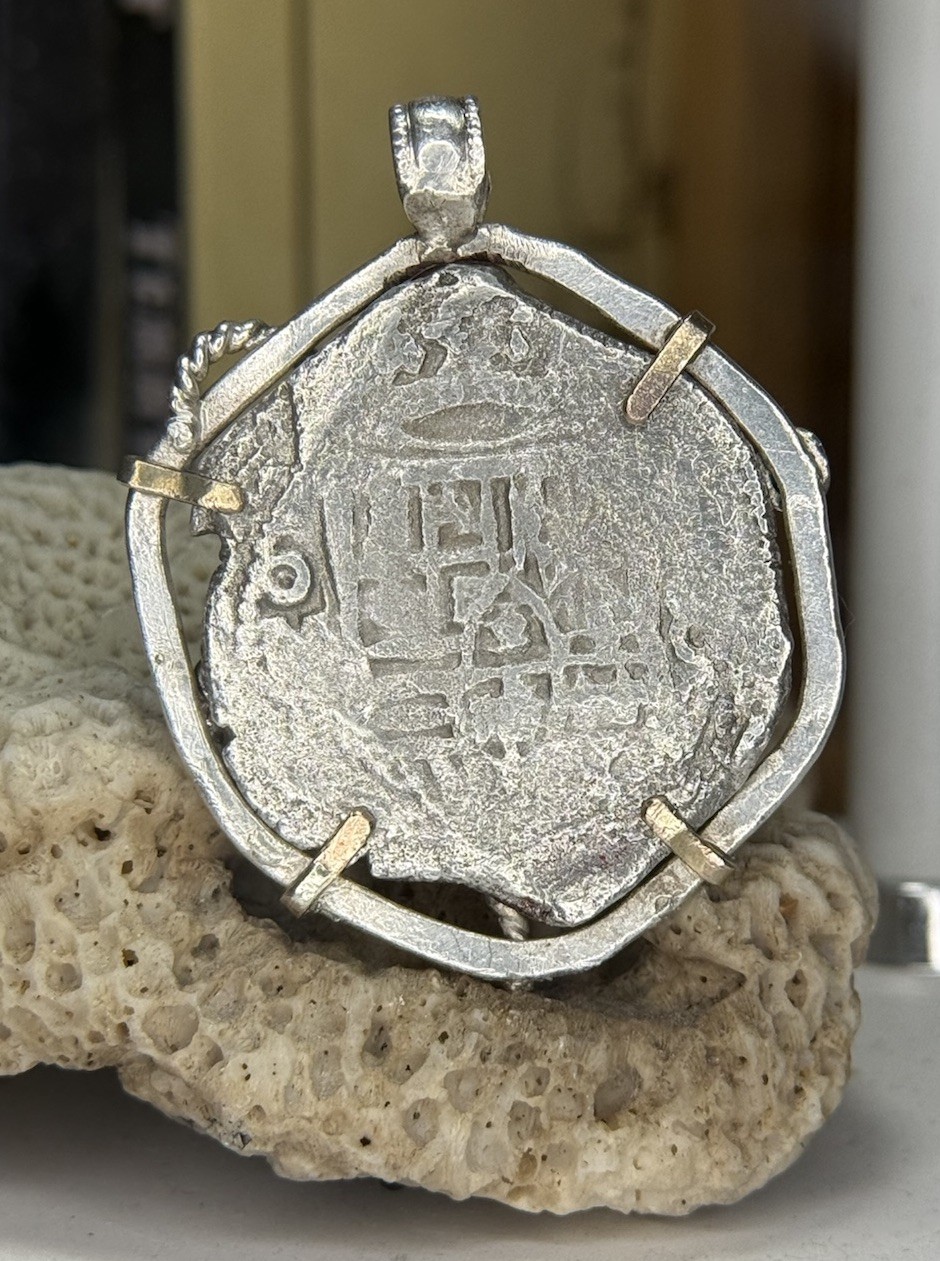 Authentic Concepcion Shipwreck 8-Reales Spanish Silver Cob Coin in Bezel w/ COA