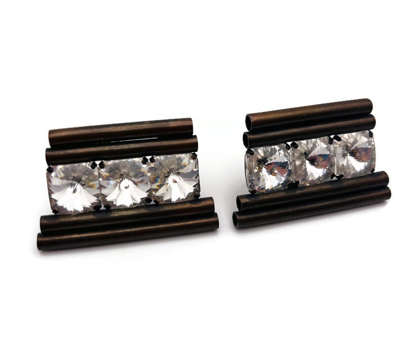 Vintage YSL Rive Gauche Clear Triple Crystal Earrings 1980’s