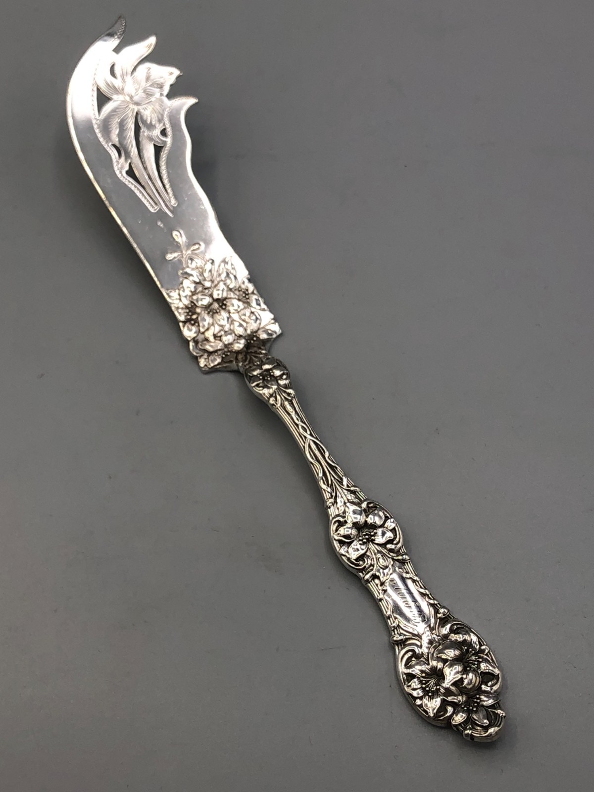 Old Orange Blossom by Alvin Sterling Silver Cheese /Pate Knife 7 3/8″, antique