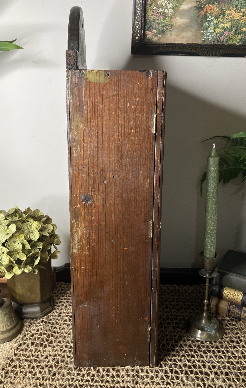 Antique Primitive Wooden Wall Cabinet Spice Storage Apothecary Style Cottage