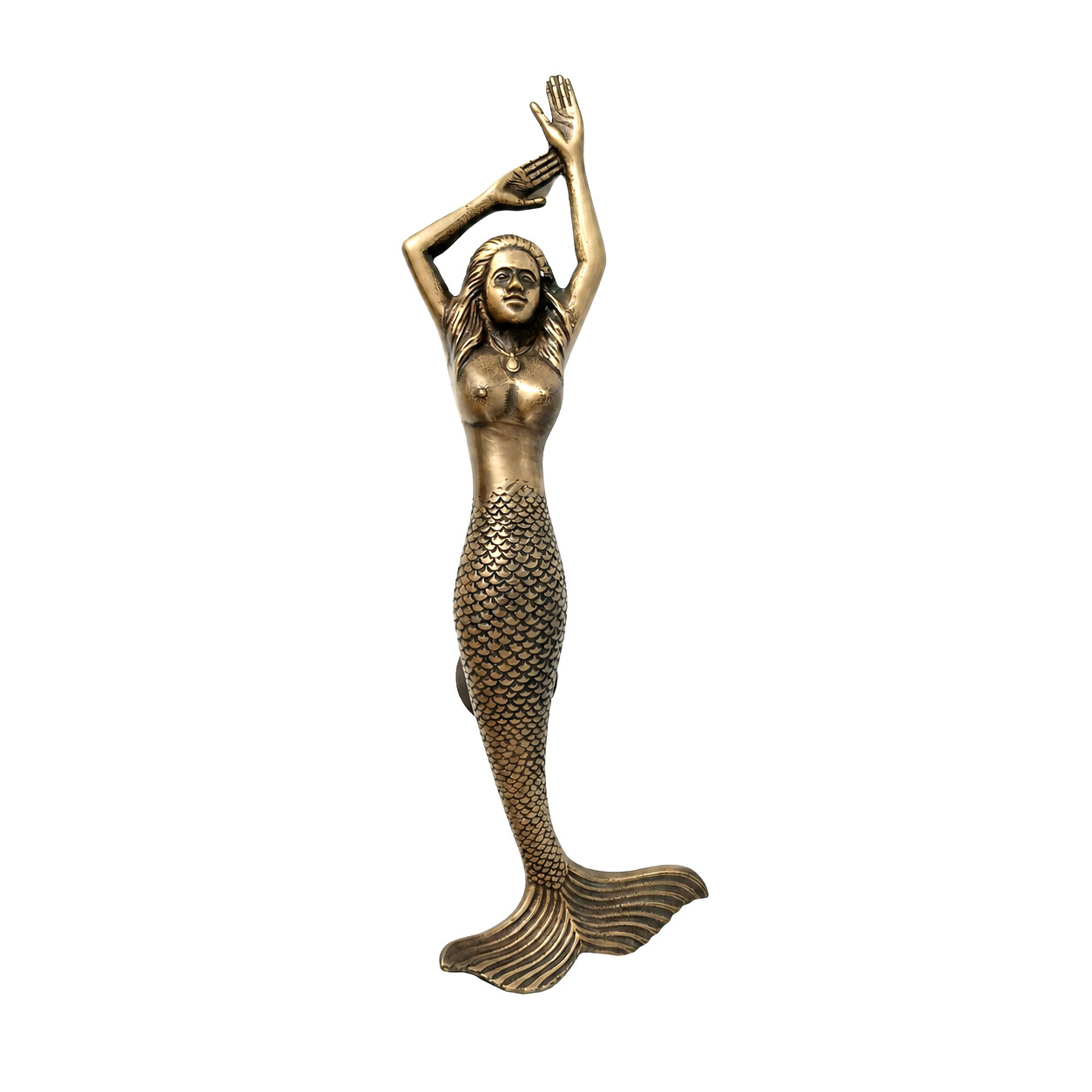 Large Mermaid Door Pull Handle 15.1/2″ Solid Brass Left/Right Hand Antique Style